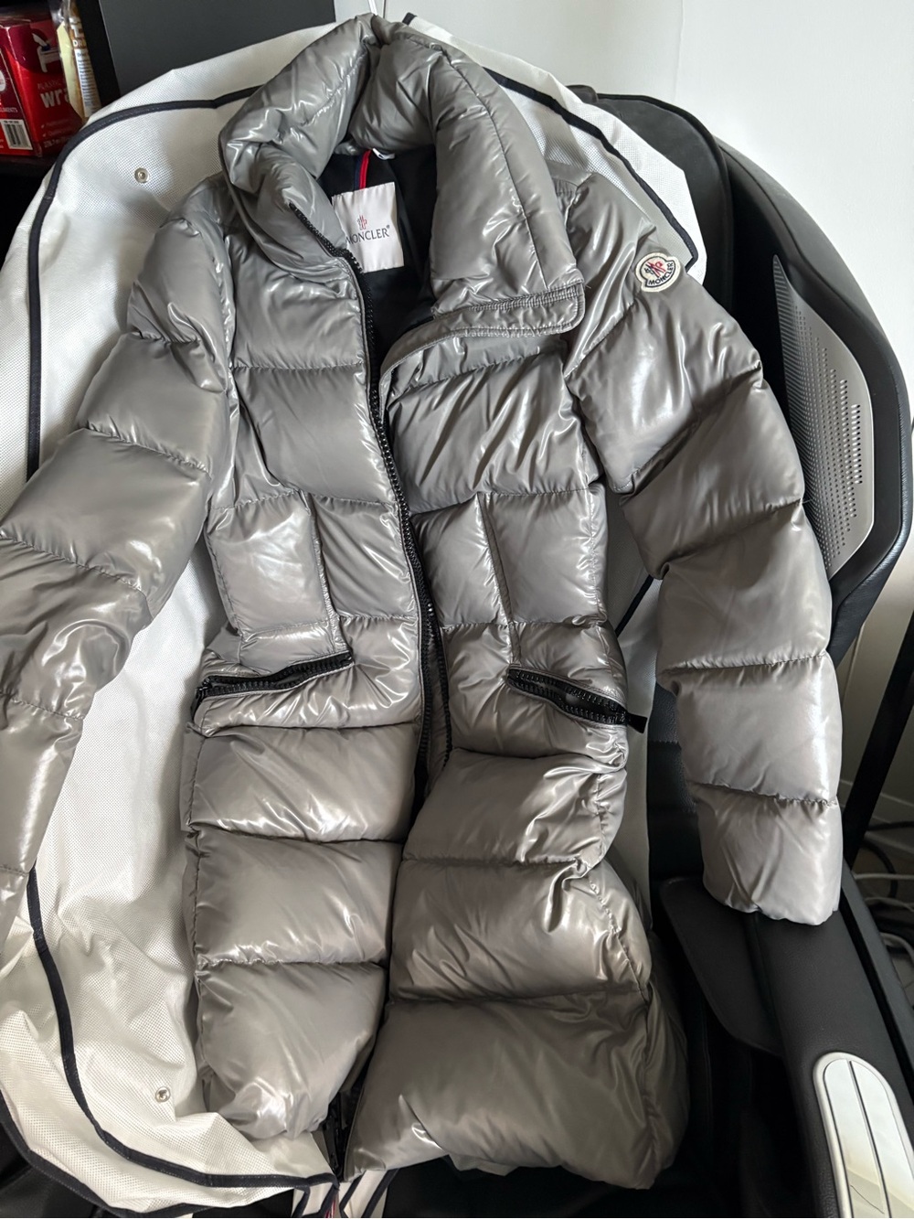 Moncler Black and Silver Quilted Down Jacket